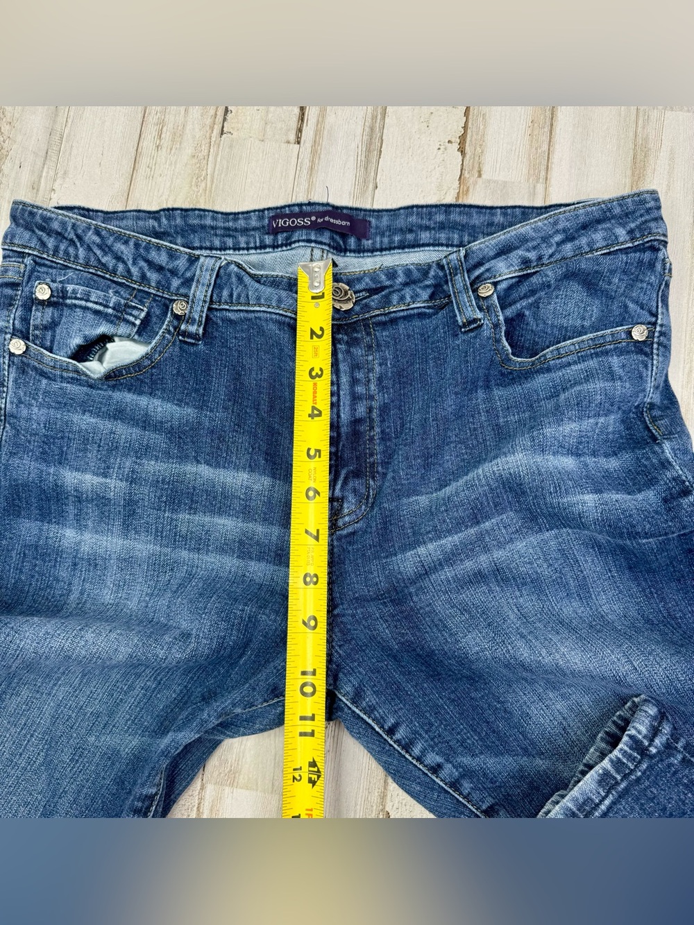 VIGOSS Straight Leg Jeans Women’s 13/14 (34x30) Blue Wash Stretch Denim - Picture 8 of 11